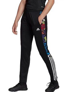 adidas AEROREADY Track Pants Tiro Flower Soccer Black Multicolor Womens XS
